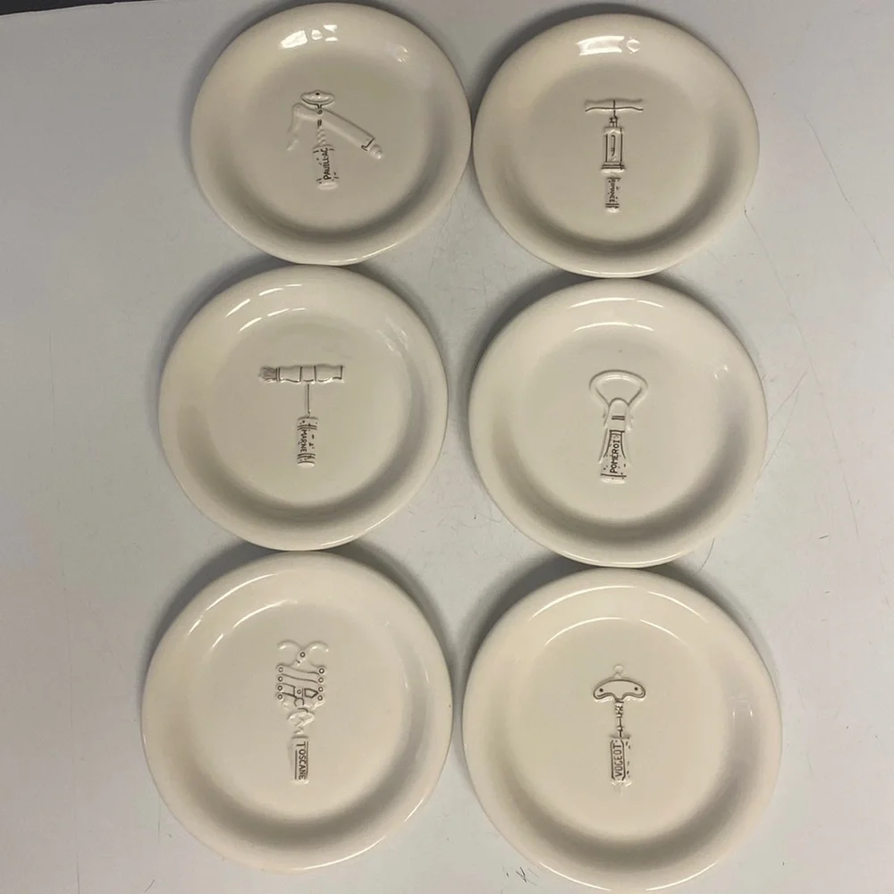 Williams Sonoma Corkscrew Porcelain 6”D Plates Set of Six